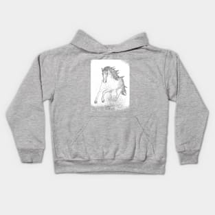 A horse runs in the desert Kids Hoodie